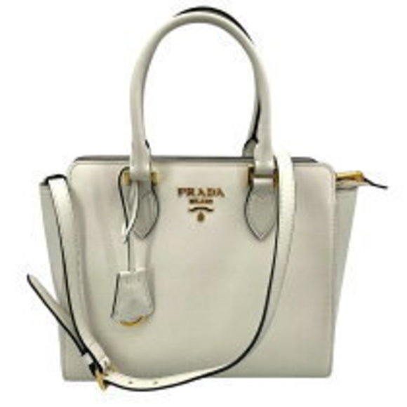 Prada Saffiano Bag Cream Leather Tote - Picture 1 of 7
